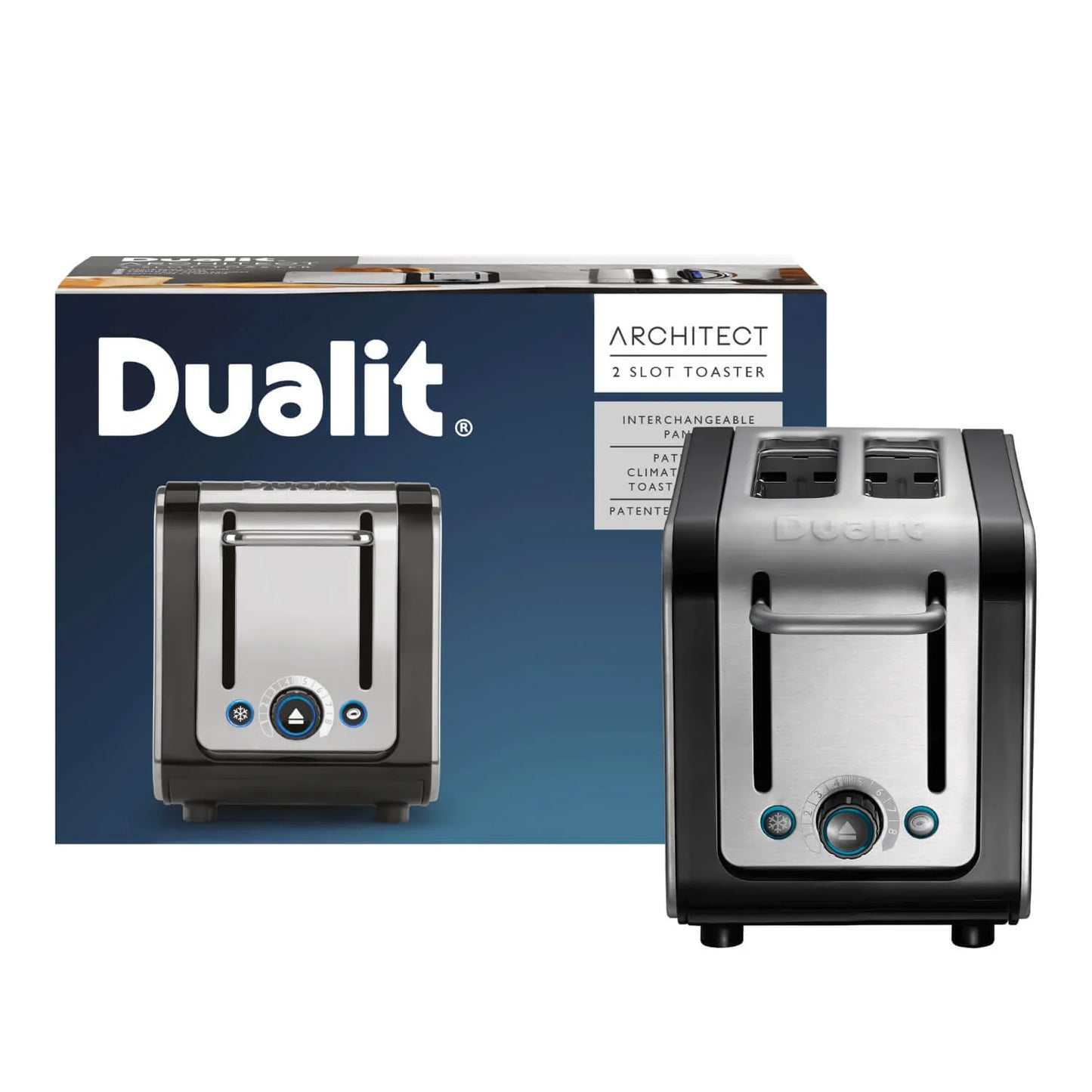 Dualit 2 Slot Toaster In Black And Brushed Stainless Steel
