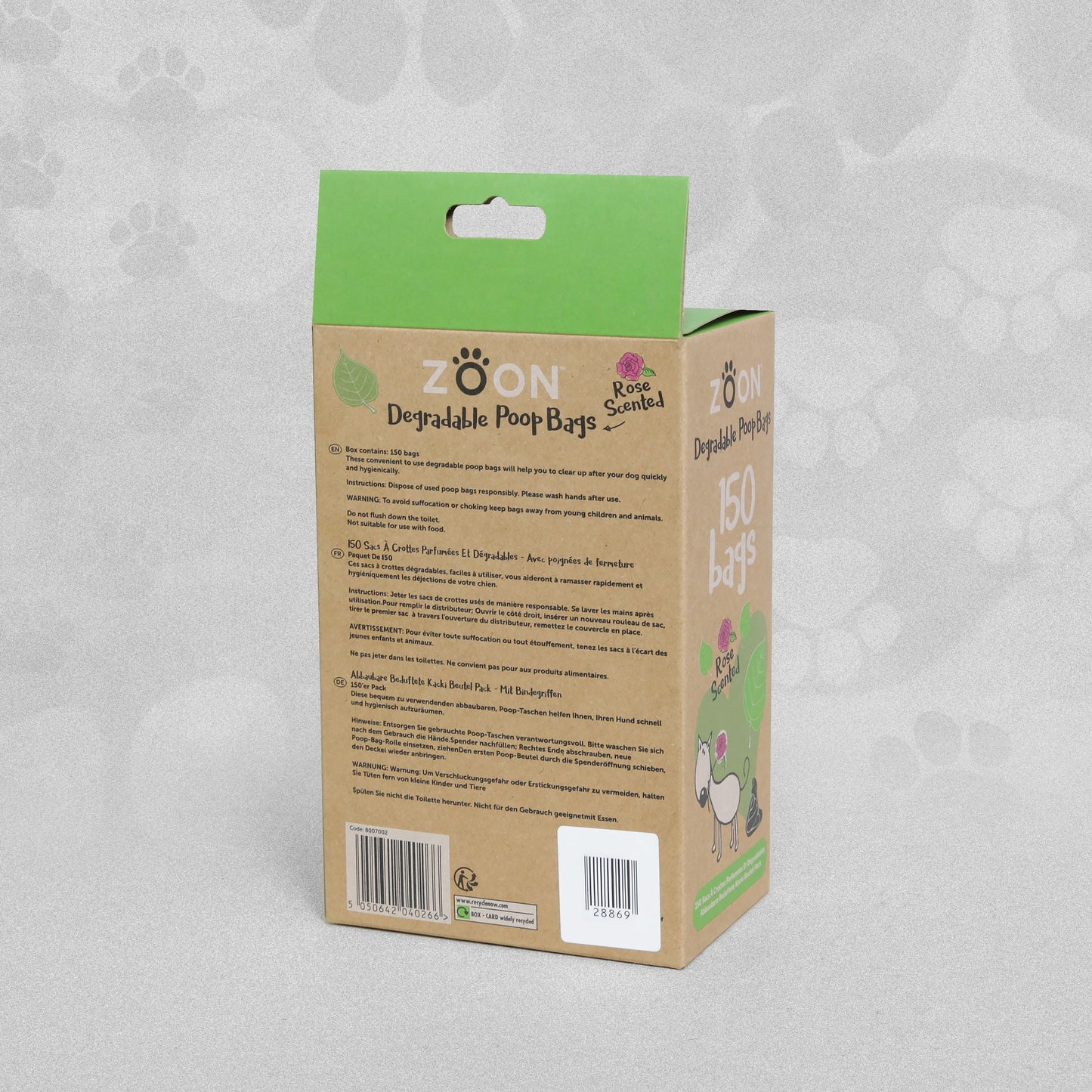 Zoon Degradable 150 Poop Bags - Rose Scented