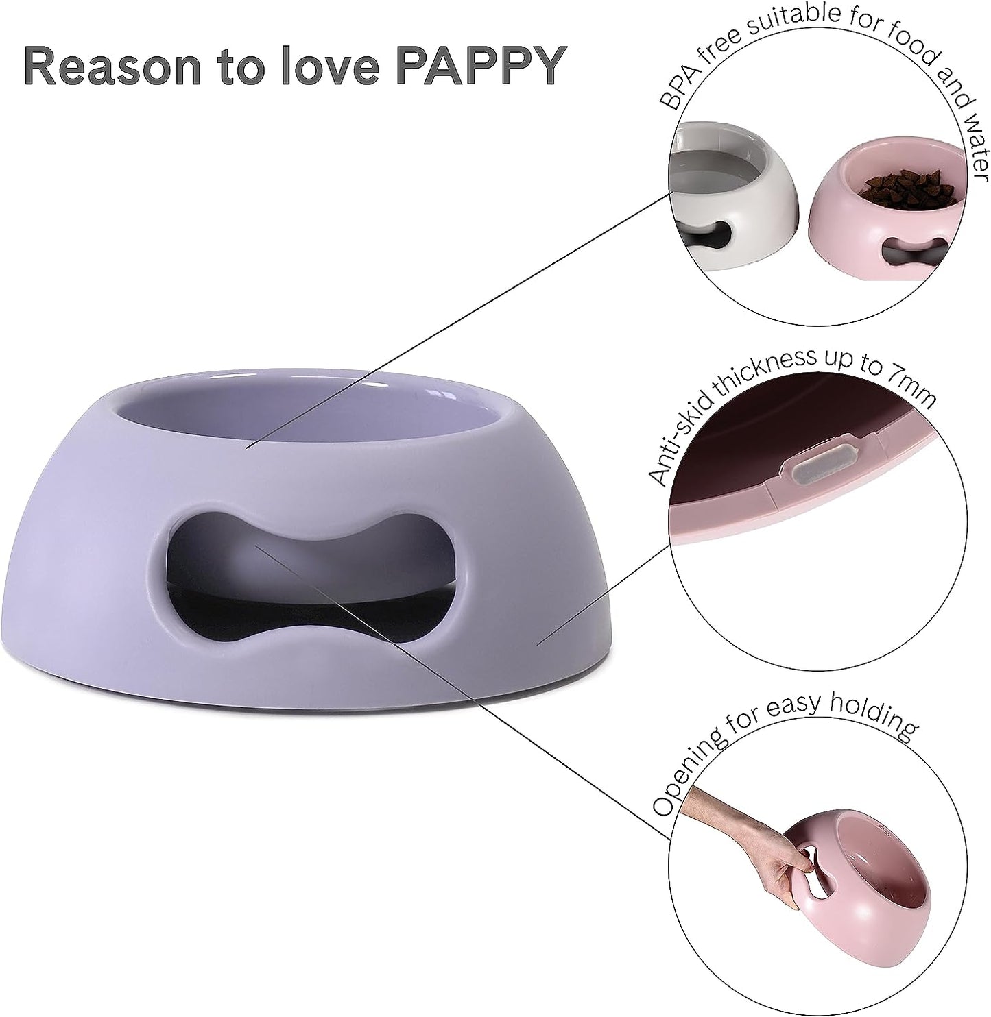 Pappy Bone Dog Bowl Lilac