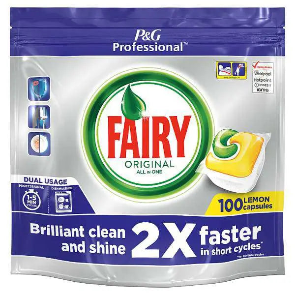 Fairy Professional Original All In One Dishwasher Tablets Lemon 100 - Case of 1