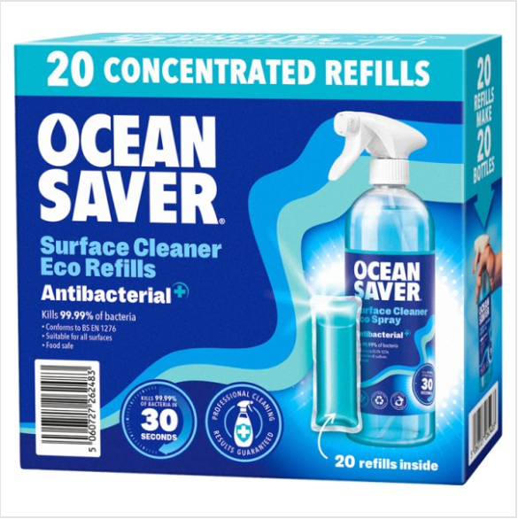 Ocean Saver Surface Cleaner Eco Refills Antibacterial 20 x 10ml - Case of 1
