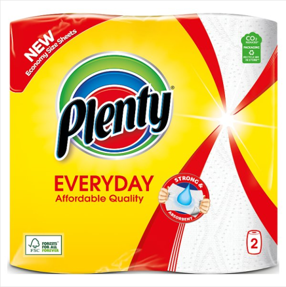 Plenty Everyday Kitchen Towel 2 rolls - Case of 4