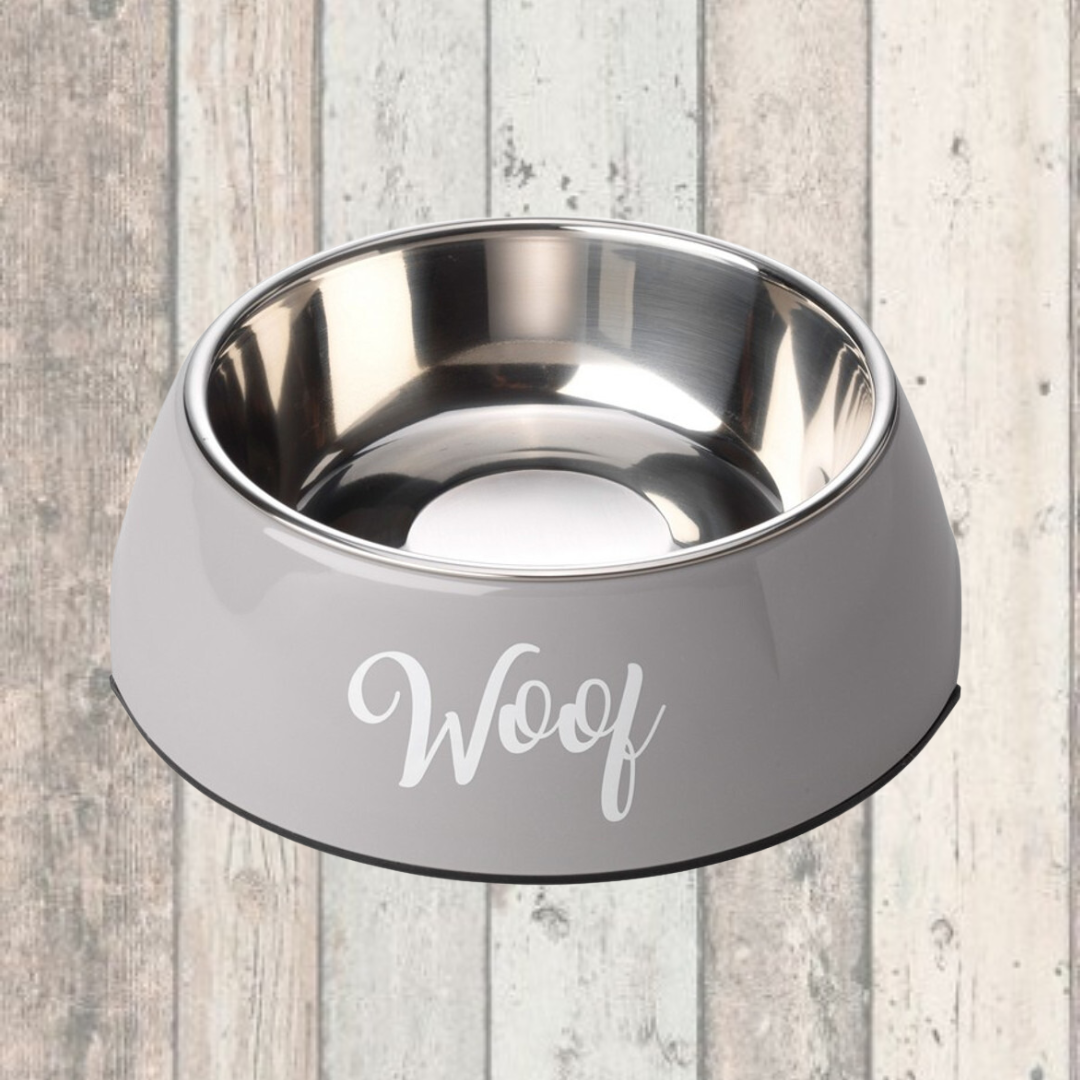 Grey Woof Dog Bowl