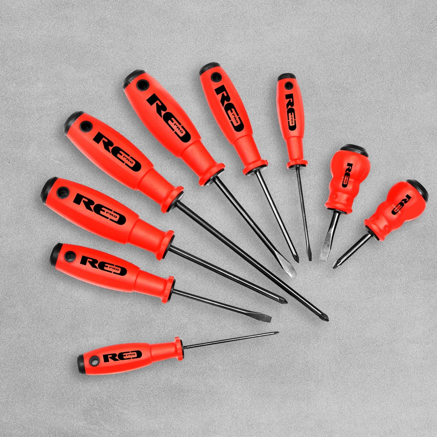 Red Pro Tools Screwdriver Set - 9 Pieces