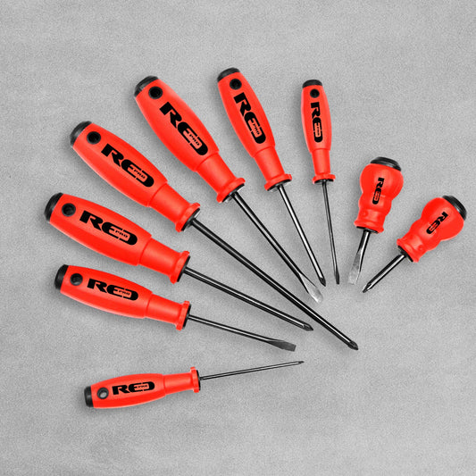 Red Pro Tools Screwdriver Set - 9 Pieces